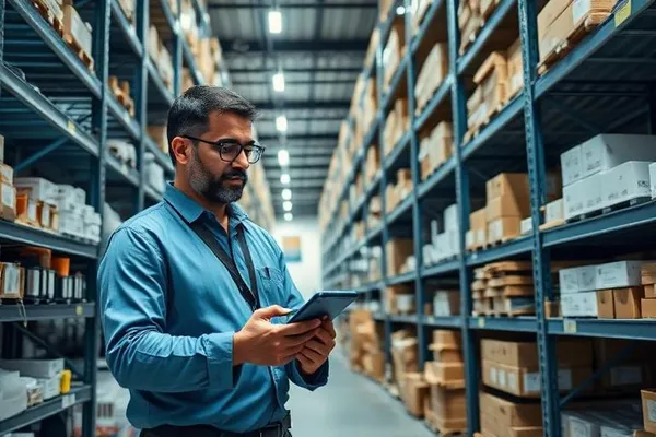 Distribution warehouse with workers scanning medical device packages